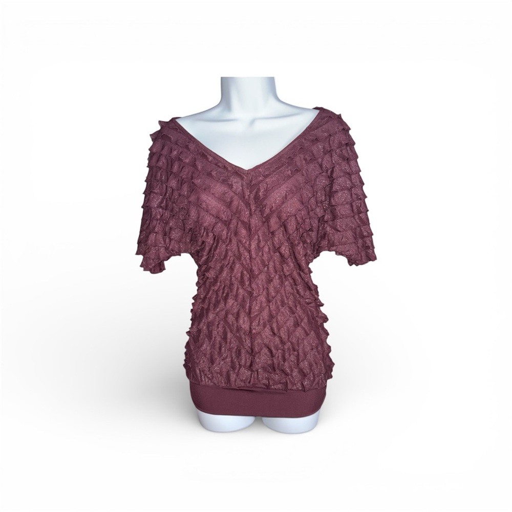 Y2K NY Collection Textured Mauve Blouse Women’s Size M